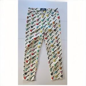 Jeremy Scott Low-rise Multicolor Guitar Print Pants Rare an in great condition!